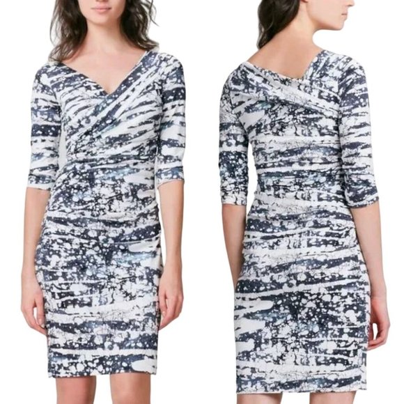 Diane Von Furstenberg Dresses & Skirts - Diane Von Furstenberg Ivory And Gray Silk Bentley Tie Dye Ruched Dress Size 0